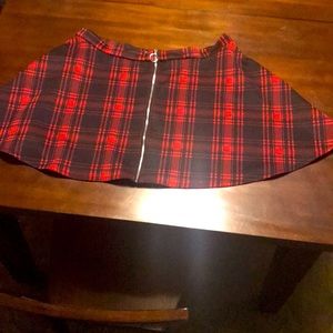 Red plaid mini skirt